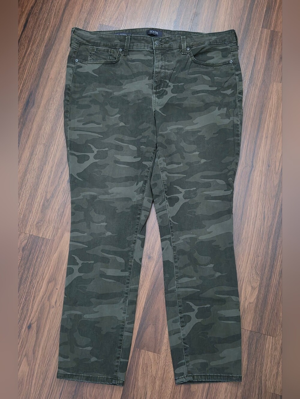 NYDJ Ami Skinny Women's Olive Green Camo Jeans